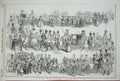 Original Old Antique Print 1845 Lord Mayor Show Horses Carriage Guards London