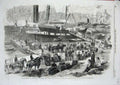 Original Old Antique Print 1856 Artillery Ship Argo Balaclava England Horses