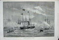 Original Old Antique Print 1873 Departure Shah Portsmouth England Ship Fine Art