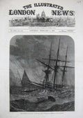 Original Old Antique Print 1873 Disaster Channel Cutter'S Boat Wreck Northfleet