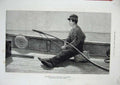 Original Old Antique Print 1876 Boy Helm Fishing Boat Sea Rod Macallum Fine Art