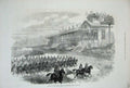 Original Old Antique Print 1871 French Army Longchamps Bois De Boulogne Horses