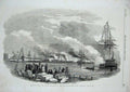 Old Antique Print 1853 Majesty Queen Kingstown Royal Salute Ships Flags 19th