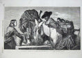 Old Antique Print Art 1858 Asses Drinking Donkeys Water Ansdell Glasgow 19th