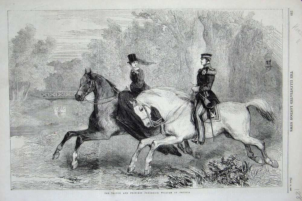 Old Antique Print 1859 Prince Princess Frederick Prussia Horses Country 19th