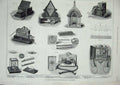 Original Old Antique Print Electric Exhibition Crystal Palace 1882 Transmitter