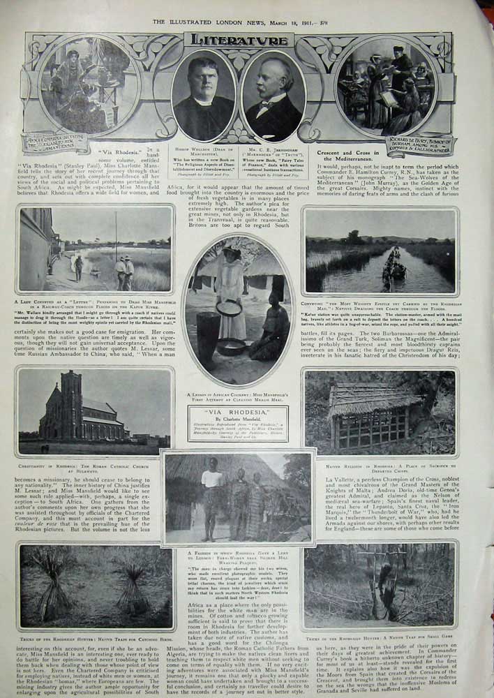 Antique Old Print 1911 Crystal Palace Rhodesia Hunting Church Welldon Men 20th