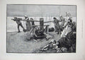 Original Old Antique Print 1885 Storm Winding Boats Fishing Dog Children Women