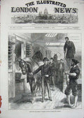 Old Antique Print 1875 Exercising Prince Wales Horses Ship H.M.S Serapis 19th