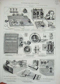 Original Old Antique Print 1879 Inventions Telegraph Telephone Edison Sonometer