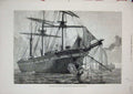 Old Antique Print 1878 Ships Collision Dover Barque Moel Elian Mast Sails 19th