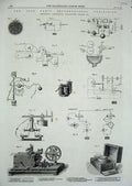 Old Antique Print 1867 Electric Telegraph Apparatus Ink Recorder Magnet 19th