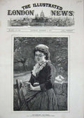 Original Old Antique Print 1877 Woman Lady Engagement Ring Country Giullano Art