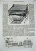 Old Antique Print 1860 Bonelli'S Electric Silk-Loom Machinery Manufacture 19th
