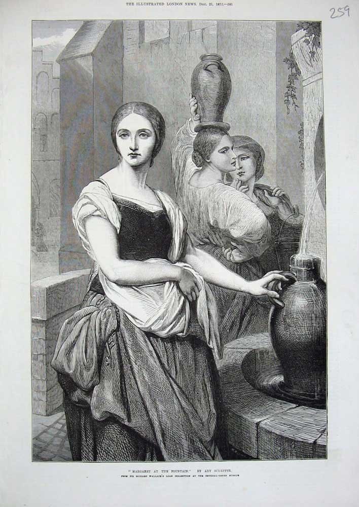 Original Old Antique Print Margaret Fountain Water Jug 1872 Bethnal Museum Art