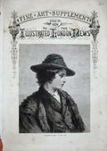 Original Old Antique Print 1870 Guido Bach Fine Art Portrait Lady Hat Coat 19th