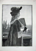 Old Antique Print 1891 Expectation Sydney Cowell Art Beautiful Woman Lady 19th