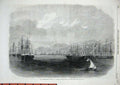 Original Old Antique Print 1869 Ceremonial Fleet Ships Anchor Suez Red Sea Art