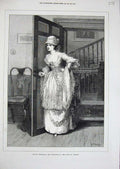 Original Old Antique Print 1872 Private Theatricals Hardcastle Woman Ridley Art