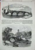 Old Antique Print 1859 Burns Centenary Twa Bridge Ayr Brig Doon Alloway 19th