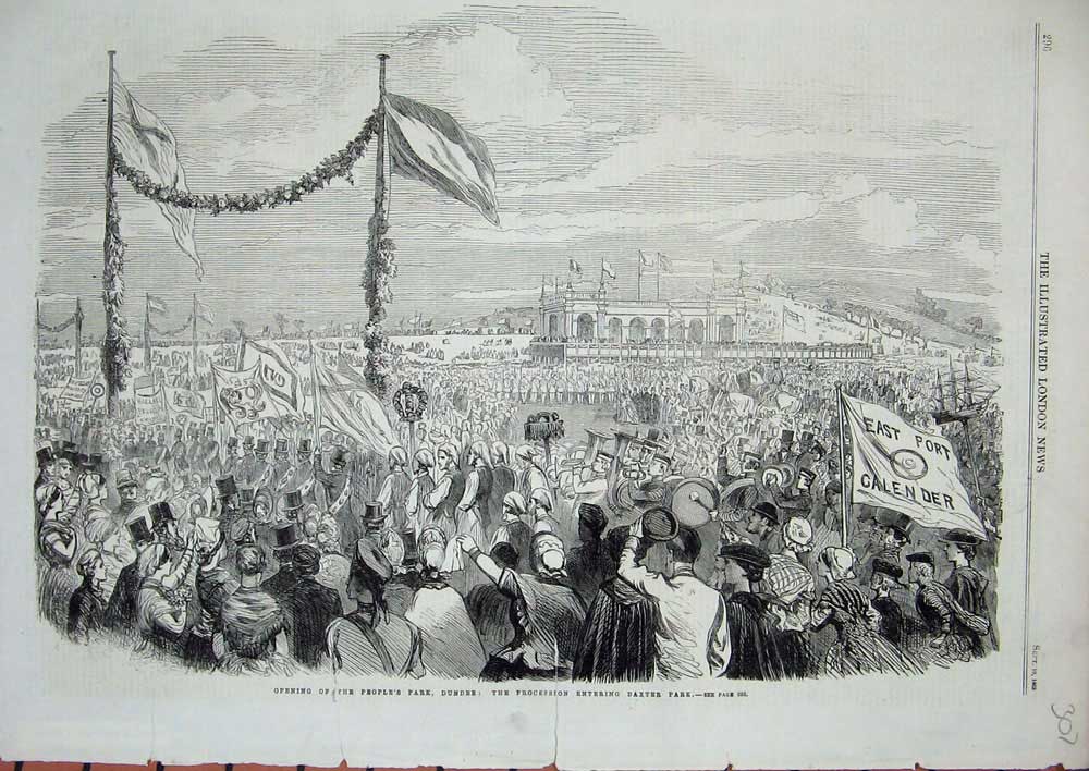 Original Old Antique Print 1863 People'S Park Dundee Scotland Baxter Fine Art