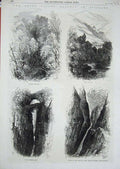 Old Antique Print 1869 Devon Railway Scotland Castle Brig Burn Care Art 19th
