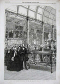 Old Antique Print 1857 Royal Visitors Art-Treasures Exhibition Building 19th