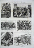 Original Old Antique Print 1887 Wimbledon Rifle Shooting Sport Camp Siers Tent