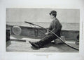 Original Old Antique Print 1876 Fishing Boat Young Boy Deck Helm Dudley Gallery