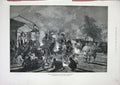 Original Old Antique Print 1877 War Night Scene Streets Rustchuk Siers Town