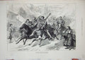 Original Old Antique Print 1877 War Charing Horses Nicopolis Siers People Town