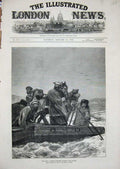 Original Old Antique Print 1878 War Russian Express Danube River Boat Horse Art