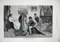 Old Antique Print 1878 Dudley Gallery Coloured Artist Man Painting Lady 19th