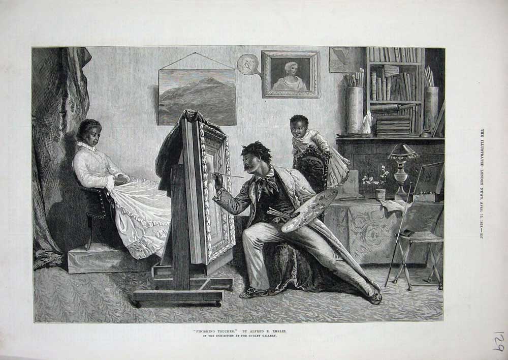 Old Antique Print 1878 Dudley Gallery Coloured Artist Man Painting Lady 19th