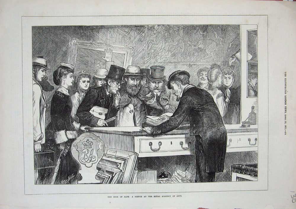 Original Old Antique Print 1871 Royal Academy Arts Book Men Painting Victorian