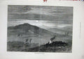 Original Old Antique Print 1878 Fine Art View Plevna Mountains Camp Fires 19th