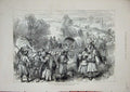 Original Old Antique Print 1877 War Wounded Sick Travelling Tchernavoda Country