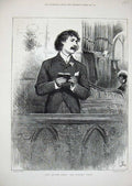 Old Antique Print 1882 Church Choir Man Leading Tenor Singing Organ Art 19th