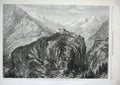 Old Antique Print Mont Cenis Railway Fort L'Essellon Brabans 1869 Train 19th