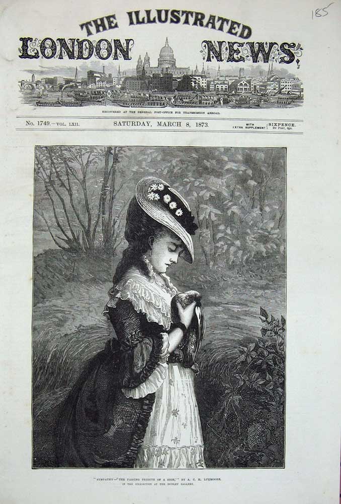 Original Old Antique Print 1873 Dudley Gallery Fine Art Lady Country Dead Bird