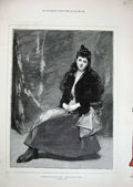 Old Antique Print 1888 Portrait De Ma Fille Beautiful Woman Carolus Duran 19th