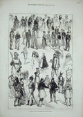 Antique Print Ref.979 1876 Fancy Dress Ball Dublin Castle Ireland Costumes