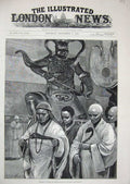 Old Antique Print 1884 Buddhist Monks Entrance Ku-Shan Monastery Fine Art 19th