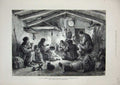 Original Old Antique Print 1878 War Russian Siers Bulgarian Cottage Food Fire