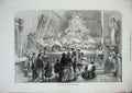 Old Antique Print 1873 Italian Church Christmas Time Statue Jesus Cross 19th