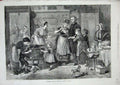 Original Old Antique Print 1874 Christmas Vicar Children Home Cat Toys 19th