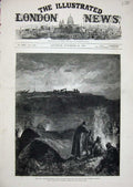 Old Antique Print 1877 War Plevna Bivouac Big Guns Russian Army Fine Art 19th