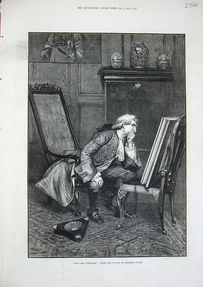 Original Old Antique Print 1877 Man Art Painting Seymour Lucas Fine Art 19th