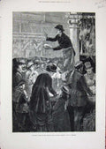 Original Old Antique Print 1878 Metropolitan Poultry Market Birds Sale Fine Art