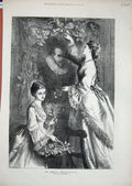 Original Old Antique Print 1871 Ancestral Portrait Man Christmas Holly Downard